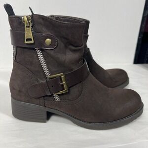 Dunes Dark Brown Soft‎ Leather Ankle Boots Women's Size 8.5